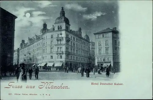 Mondschein Ak München, Hotel Deutscher Kaiser