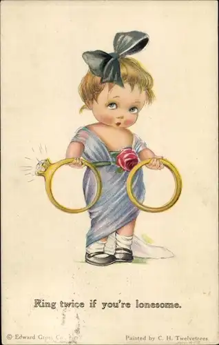 Künstler Ak Ring twice if your're lonesome, Mädchen mit Hochzeitsringen