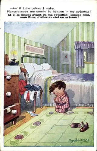 Künstler Ak McGill, Donald, Kleiner Junge vor dem Bett betend, And if I die before I wake