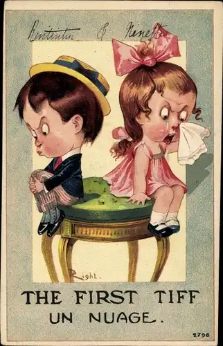 Künstler Ak Right, The first tiff, Kinder, Paar beim Streit