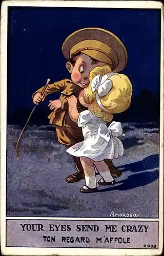 Künstler Ak Amoroso, Your eyes send me crazy, britischer Soldat, Mädchen