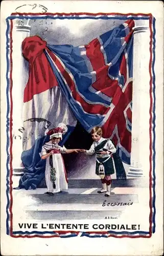 Künstler Ak Nash, Vive l'entente Cordiale, Frankreich, Großbritannien, Propaganda