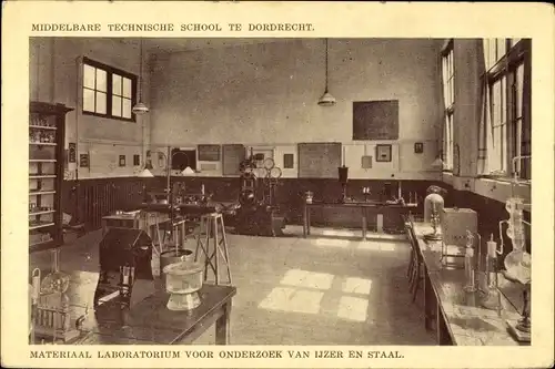 Ak Dordrecht Südholland Niederlande, Middelbare Technische School, Materiaal Laboratorium