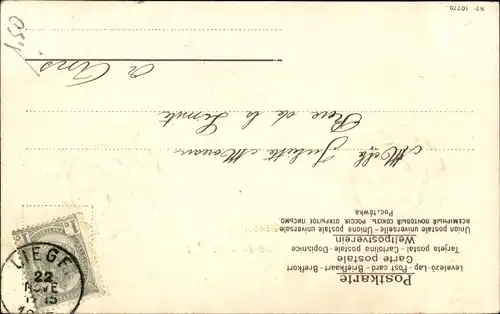 Präge Litho Schwalbe mit Brief im Schnabel, Hufeisen, Glücksklee