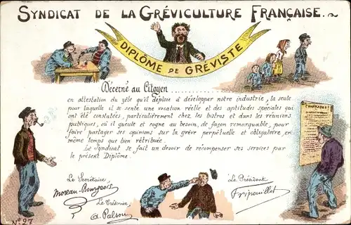 Ak Syndicat de la Greviculture Francaise, Familie, Prügelei, Pfeife