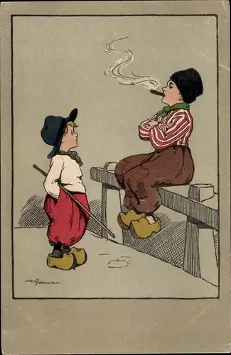 Künstler Ak Parkinson, Ethel, Envy, Kleiner Junge beobachtet rauchenden Jungen