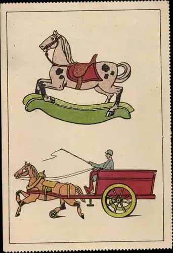 Ak Spielzeuge, Fuhrwerk, Schaukelpferd