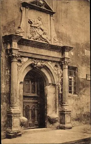 Ak Meißen an der Elbe, Alt-Meißen, Das Bahrmann'sche Tor, aus dem Jahre 1571 mit naivem Relief