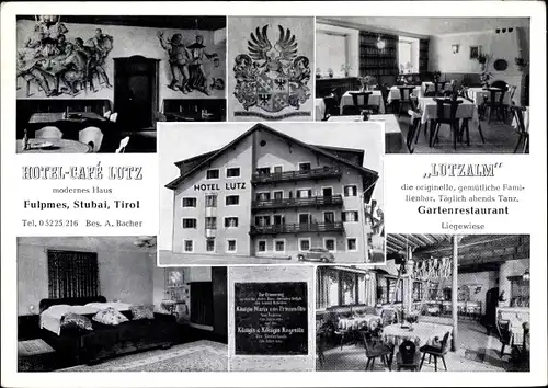 Ak Fulpmes in Tirol, Hotel Cafe Lutz, Lutzalm, Innenansicht