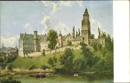 Künstler Ak Leypold, Julius, Waldenburg, Schloss Waldenburg vor dem Brande 1848