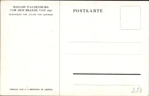 Künstler Ak Leypold, Julius, Waldenburg, Schloss Waldenburg vor dem Brande 1848