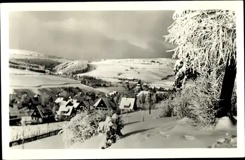 Ak Geising Altenberg im Erzgebirge, Panorama im Winter