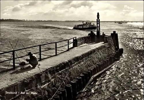 Ak Stralsund in Vorpommern, Auf der Mole