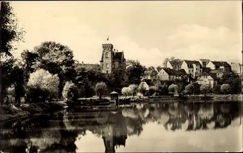 Ak Ronneburg in Thüringen, Schloss mit Baderteich