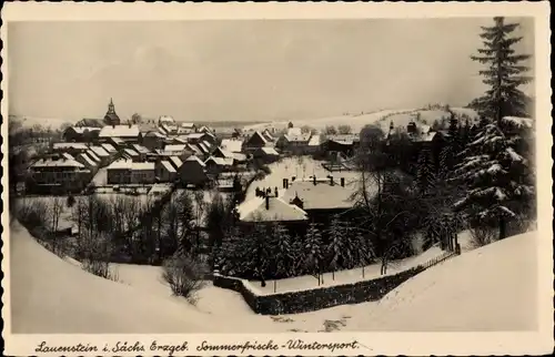 Ak Lauenstein Erzgebirge, Blick auf den Ort, Winter