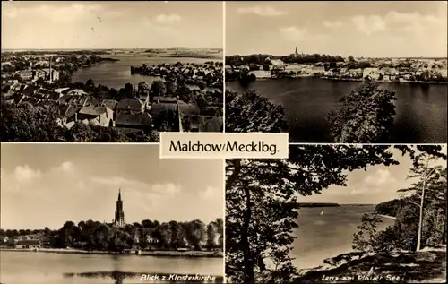 Ak Malchow in Mecklenburg, Blick zur Klosterkirche, Lenz am Plauer See, Panorama