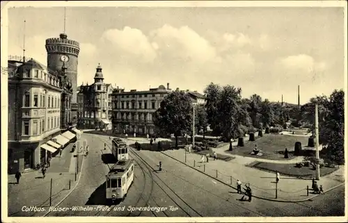 Ak Cottbus, Kaiser Wilhelm-Platz, Spremberger Tor, Straßenbahn