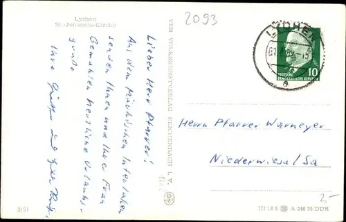 Ak Lychen in der Uckermark, St. Johanniskirche