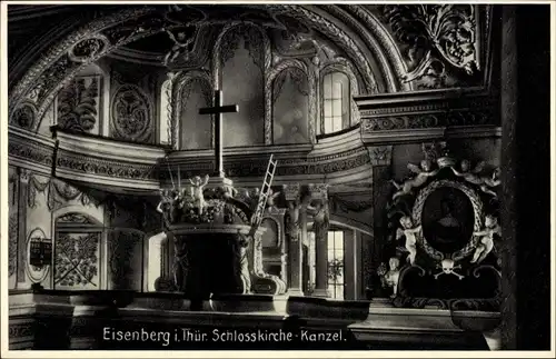 Ak Eisenberg in Thüringen, Schlosskirche, Innenansicht, Kanzel