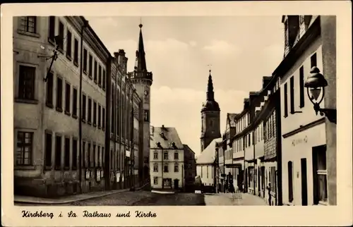 Ak Kirchberg in Sachsen, Rathaus und Kirche