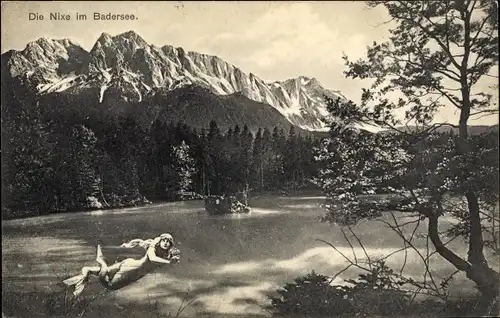 Ak Grainau im Kreis Garmisch Partenkirchen, Nixe im Badersee