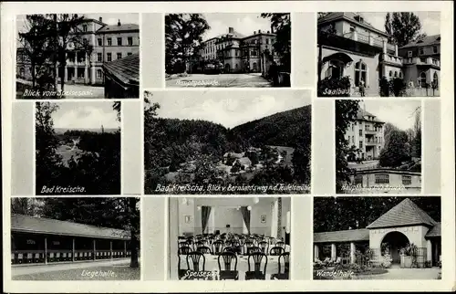Ak Bad Kreischa, Sanatorium, Liegehalle, Wandelhalle, Saalbau, Hauptgebäude