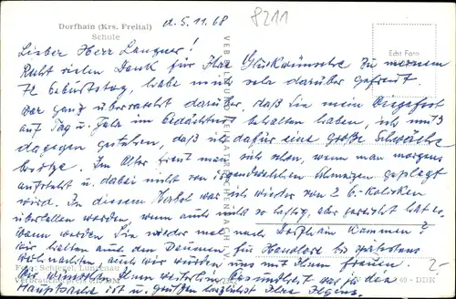 Ak Dorfhain in Sachsen, Schule