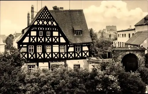 Ak Gößnitz in Thüringen, altes Pfarrhaus, Fachwerk