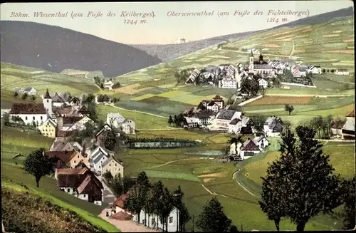 Ak Oberwiesenthal im Erzgebirge Sachsen, Neues Haus, Landschaftsblick, Keilberg, Fichtelberg