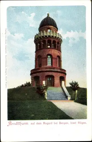 Ak Bergen auf der Insel Rügen, Arndtturm auf dem Rugard