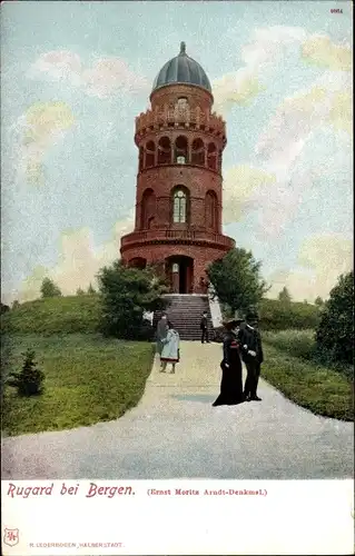 Ak Bergen Insel Rügen, Arndtturm auf dem Rugard, Ernst Moritz-Arndt Denkmal