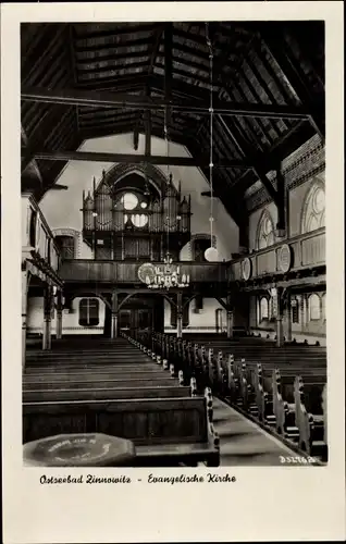 Ak Ostseebad Zinnowitz, Evangelische Kirche, Blick auf die Orgel