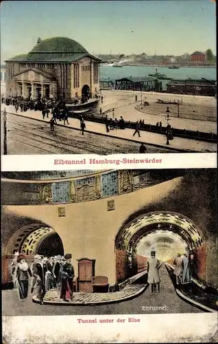 Ak Hamburg, Elbtunnel nach Steinwärder, Tunnel unter der Elbe