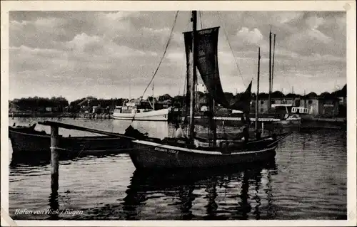 Ak Wiek auf Rügen, Hafen, Boot