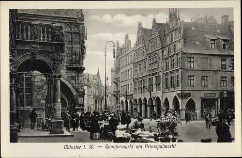 Ak Münster in Westfalen, Gemüsemarkt am Prinzipalmarkt