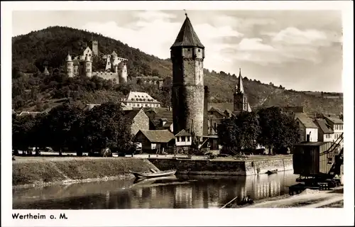 Ak Wertheim am Main, Blick auf den Ort, Schloss, Turm