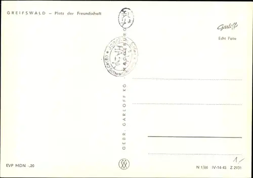 Ak Hansestadt Greifswald, Platz der Freundschaft