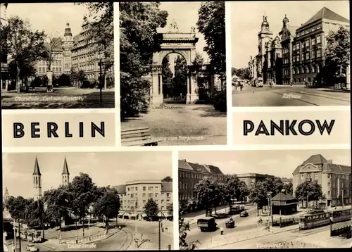 Ak Berlin Pankow, Bürgerpark, Oberschule Carl von Ossietzky, Breite Straße, Vinetastraße, Rathaus