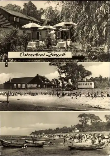 Ak Ostseebad Zingst, HO Strandcafe und Milchbar, HO Gaststätte Kurhaus, Strandbad