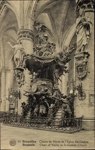Ak Bruxelles Brüssel, Chair of Verity in St. Gudule Church