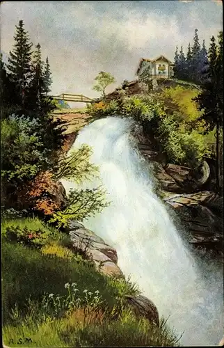 Künstler Ak Krimml in Salzburg, Krimmler Wasserfall