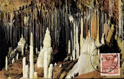 Ak Blansko Blanz Südmähren, Grottes de le Punkva, La profusion des stalactites