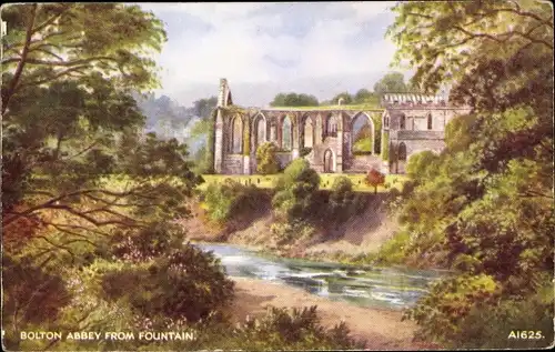 Ak Wharfedale Yorkshire, Bolton Abbey from Fountain, AI625