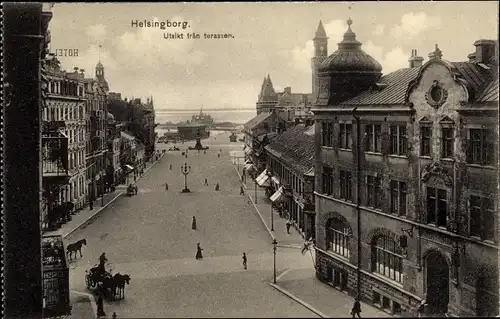Ak Hälsingborg Helsingborg Schweden, Utsikt fran terassen