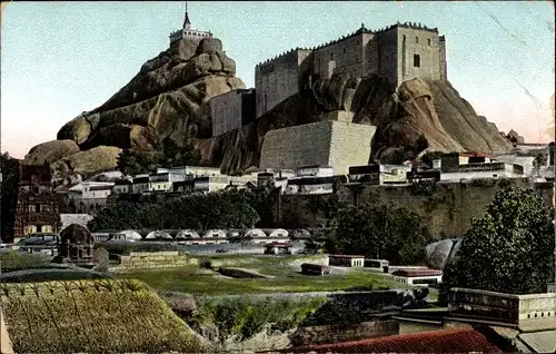Ak Tiruchirappalli Trichinopoly Indien, Tempelfelsen von Norden