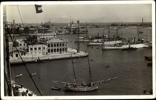 Ak Port Said Ägypten, Hafen, Schiffe