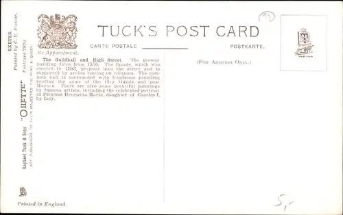 Künstler Ak Flower, Charles, Exeter Devon England, Guildhall and High St.