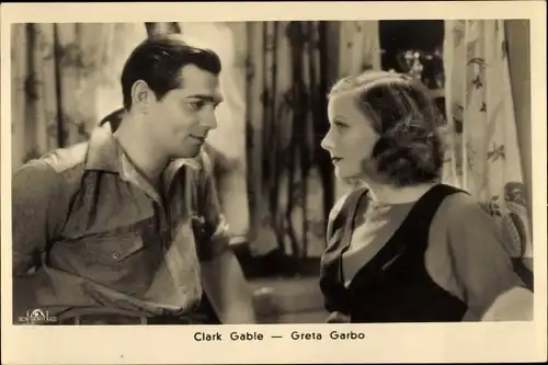 Ak Schauspielerin Greta Garbo, Schauspieler Clark Gable