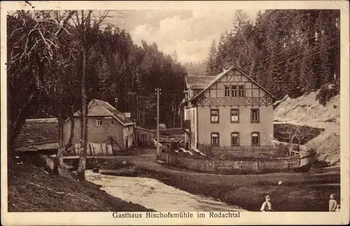 Ak Helmbrechts in Oberfranken, Gasthaus Bischofsmühle im Rodachtal