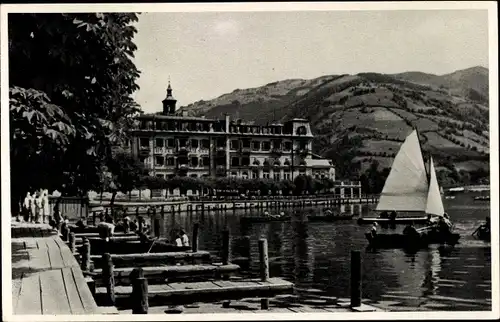 Ak Zell am See in Salzburg, Haus am See, Segelboot